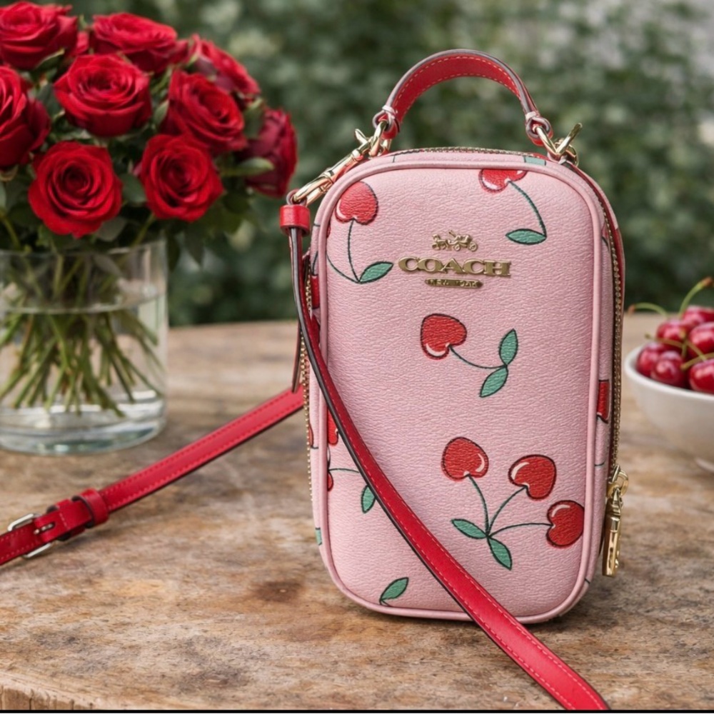 Coach Cherry Print Pink Crossbody Bag - Picture 5 of 10